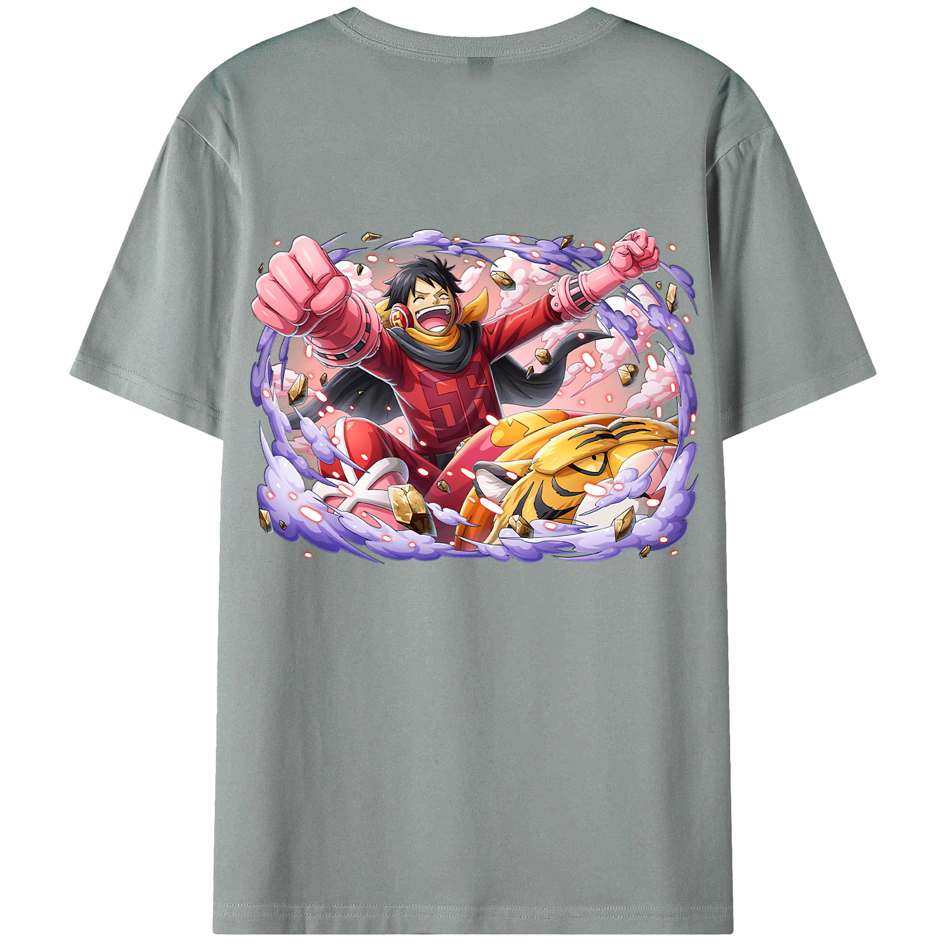 ワンピース モンキー・D・ルフィ ONE PIECE Monkey D. Luffy 綿100％ メンズ半袖Tシャツ（バックプリント） 通気性